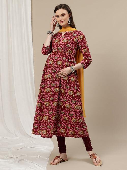 3pc. Floral Maternity Kurta Suit