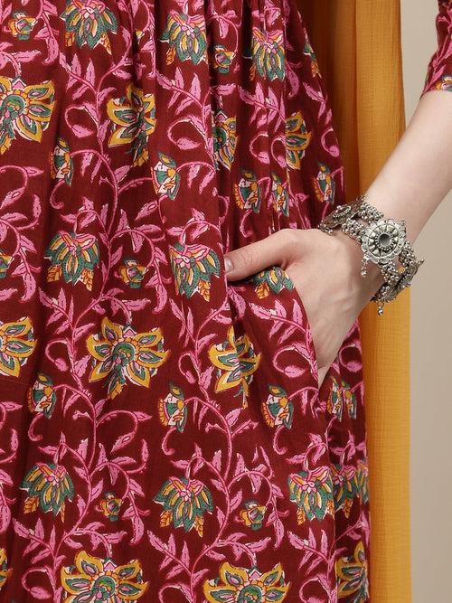 Floral Maternity Kurta + Dupatta