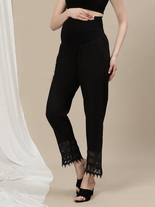 Cotton Maternity Pants with Lace