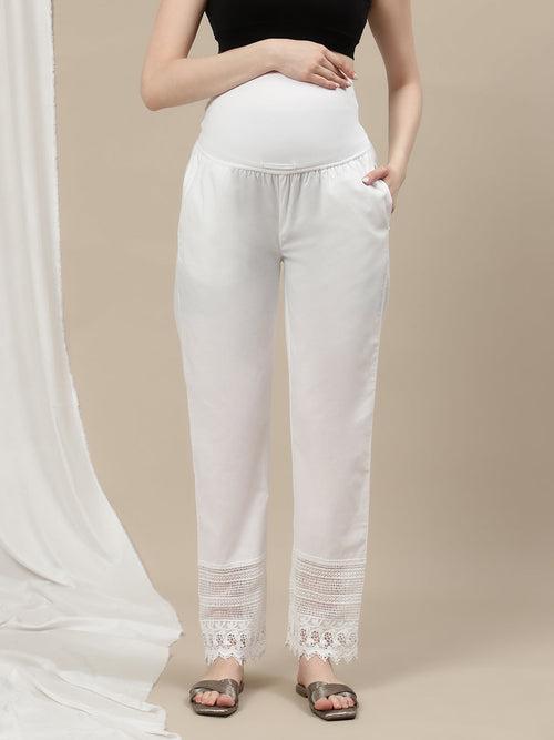 Cotton Maternity Pants with Lace