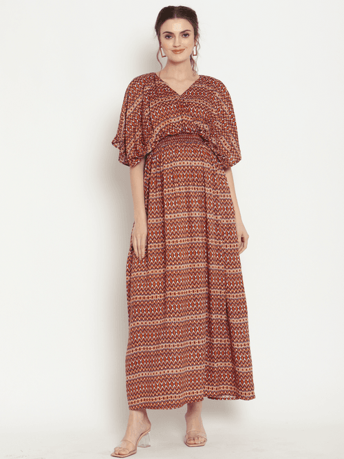 Moroccan Maternity & Nursing Kaftan Maxi Dress