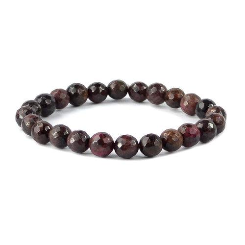 Garnet Diamond Cut Bracelet - 8mm Beads for Reiki Healing