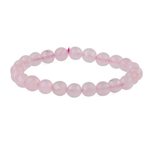 Rose Quartz Diamond Cut Bracelet - 8mm Beads for Reiki Healing