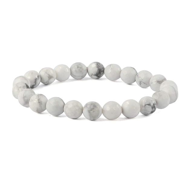 Howlite Diamond Cut Bracelet - 8mm Beads for Reiki Healing