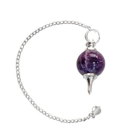 Amethyst Crystal Ball Pendulum for Dowsing & Healing | Brahmatells