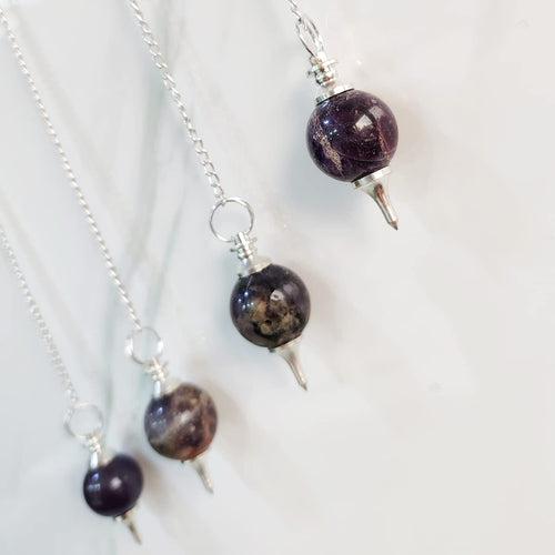 Amethyst Crystal Ball Pendulum for Dowsing & Healing | Brahmatells