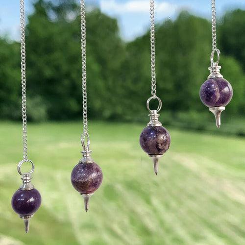 Amethyst Crystal Ball Pendulum for Dowsing & Healing | Brahmatells