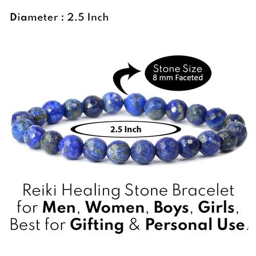 Lapis Lazuli Diamond Cut Bracelet - 8mm Beads for Reiki Healing