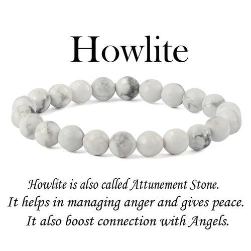 Howlite Diamond Cut Bracelet - 8mm Beads for Reiki Healing