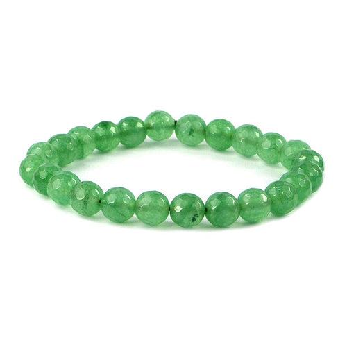 Green Jade Diamond Cut Bracelet - 8mm Beads for Reiki Healing