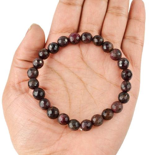 Garnet Diamond Cut Bracelet - 8mm Beads for Reiki Healing