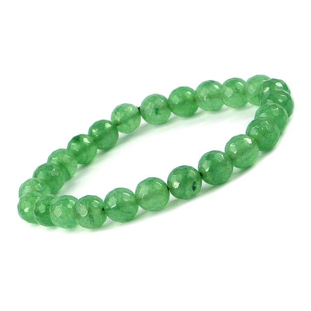 Green Jade Diamond Cut Bracelet - 8mm Beads for Reiki Healing