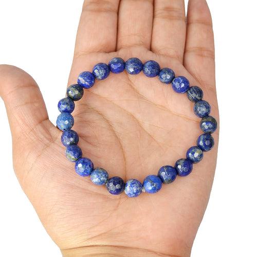 Lapis Lazuli Diamond Cut Bracelet - 8mm Beads for Reiki Healing