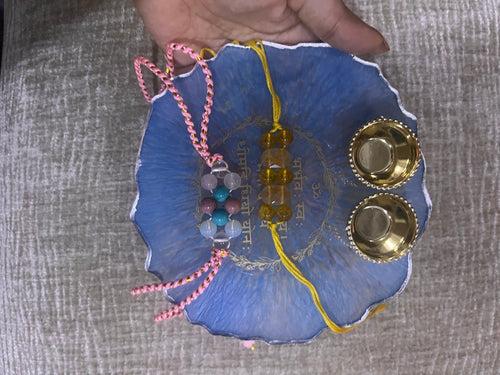 Customized Blue Mantra Rakhi Pooja Thalli