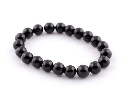 Elegant Black Agate Bracelet - 8mm Beads | Brahmatells