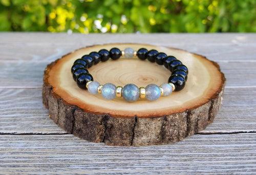 Protection Bracelet - Psychic Protection, Aura Protection, Negative Energy Protection, Labradorite, Black Tourmaline