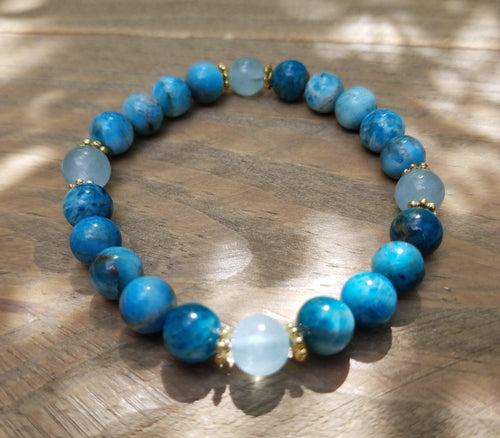 Throat Chakra Healing Bracelet - Apatite & Aquamarine | Brahmatells