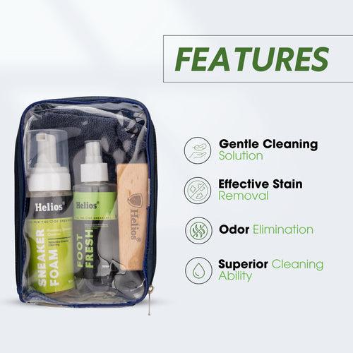 Helios Advanced Sport & Sneaker Cleaner Kit with Micro Fiber Cloth & Foot fresh.