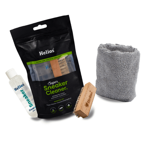 Helios Super Sneaker Cleaner Kit 125 ml with Microfiber Cleaning Cloth | Shoe Cleaning Kit with Microfiber Towel | Shoes Cleaner | Shoe Cleaning Solution with All Purpose Shoe Brush