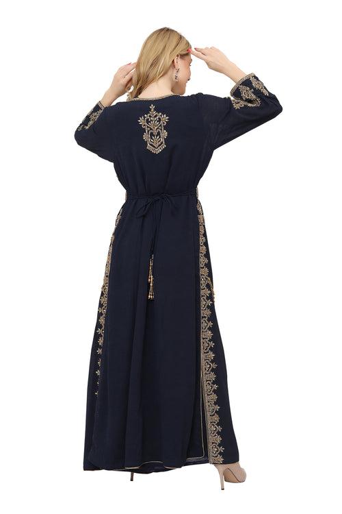 Designer Maghribi Caftan Navy Blue Moroccan Takchita