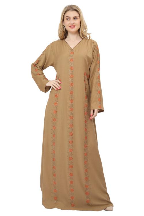 Designer Abaya Kaftan Crystal Studded Dress For Women