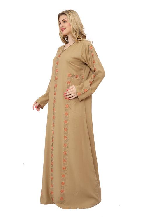 Designer Abaya Kaftan Crystal Studded Dress For Women