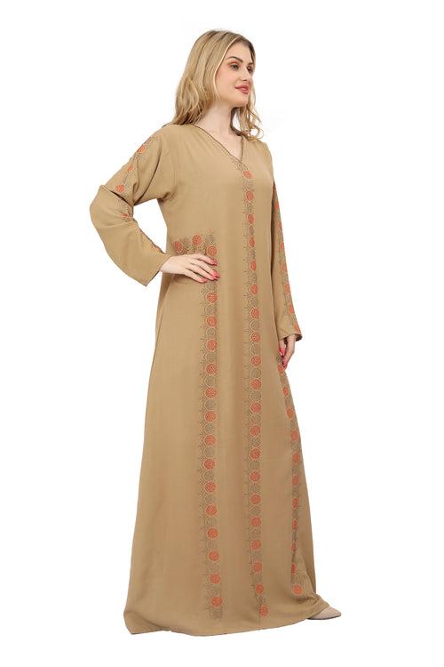Designer Abaya Kaftan Crystal Studded Dress For Women