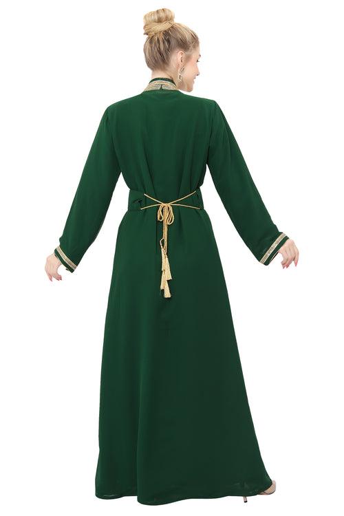 Green Ball Gown Designer Maghribi Kaftan for Women