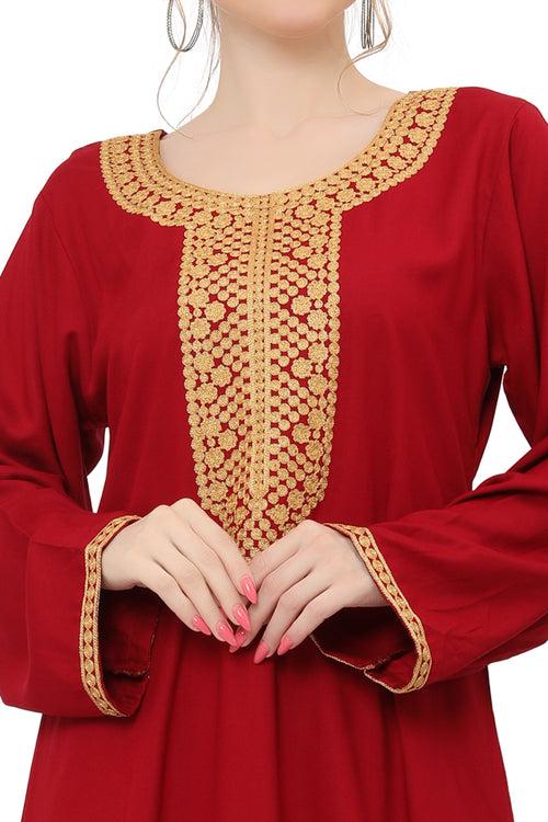 Designer Kaftan Gown With Golden Thread Work