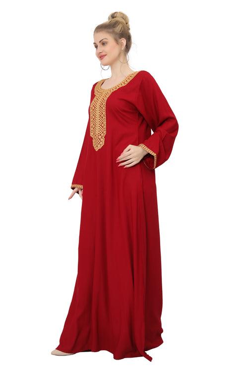 Designer Kaftan Gown With Golden Thread Work