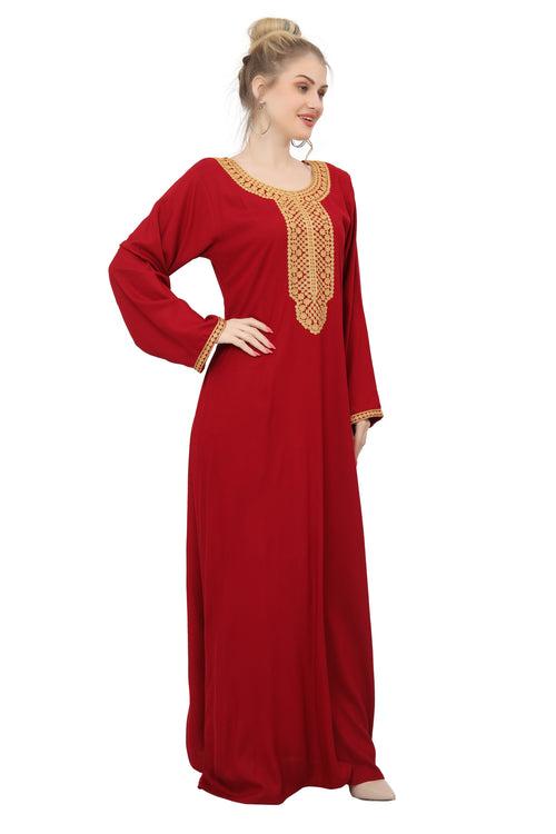 Designer Kaftan Gown With Golden Thread Work