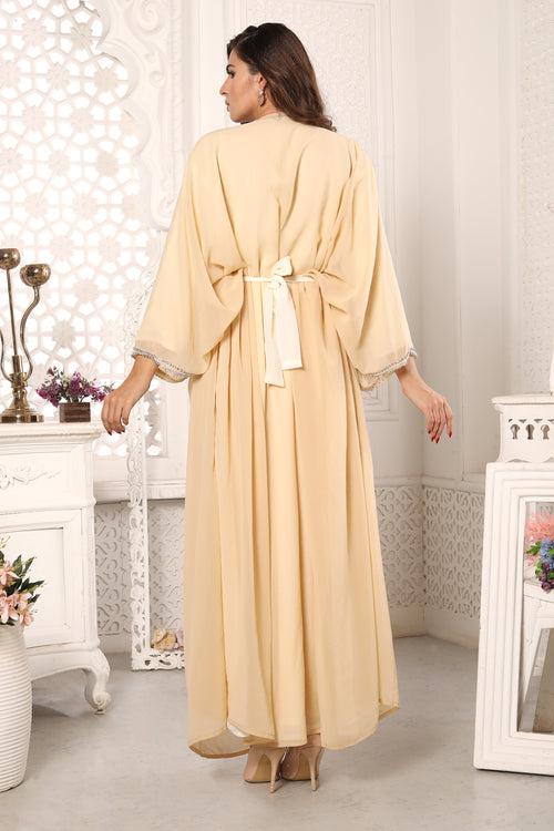 Traditional Dubai Kaftan for Eid Takchita Beige Dress for women