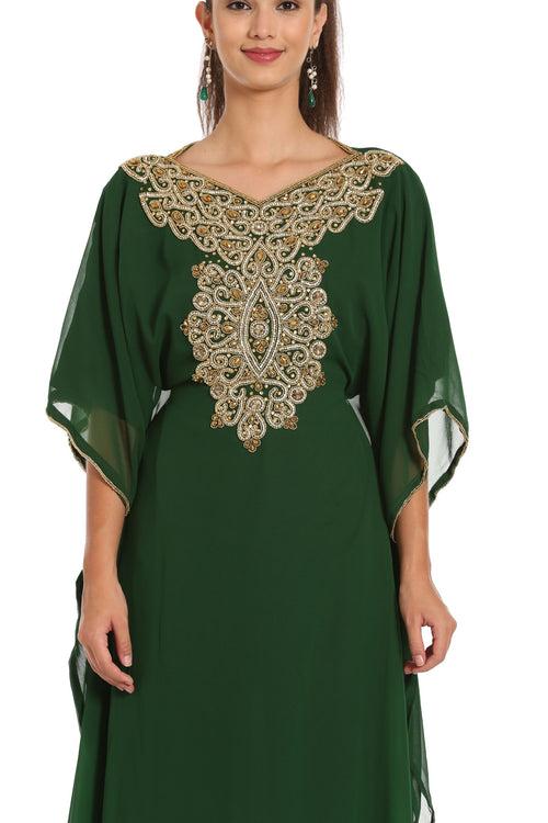 Embroidery Kaftan in Green by Maxim Creation