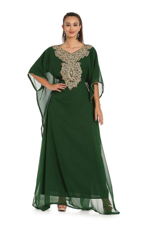 Embroidery Kaftan in Green by Maxim Creation