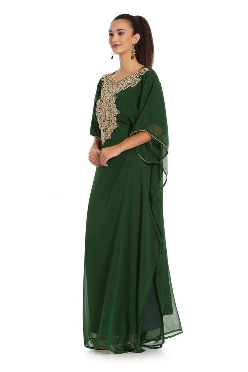 Embroidery Kaftan in Green by Maxim Creation