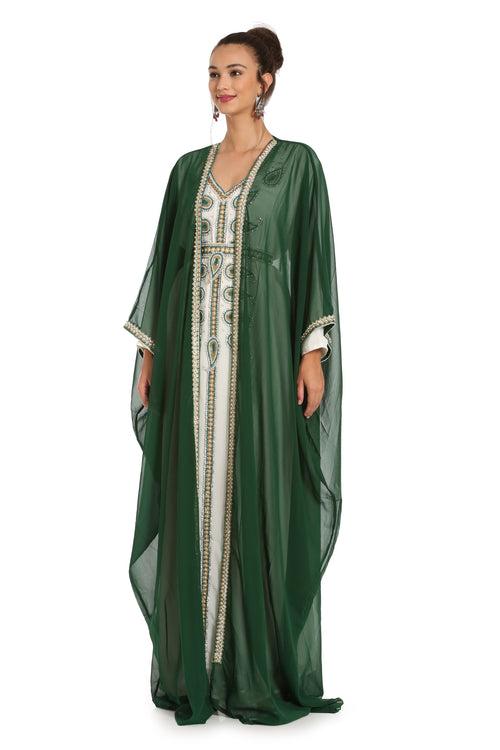 Dubai Farasha Tea Party Jellebiya in Green by Maxim Creation