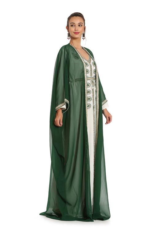 Dubai Farasha Tea Party Jellebiya in Green by Maxim Creation