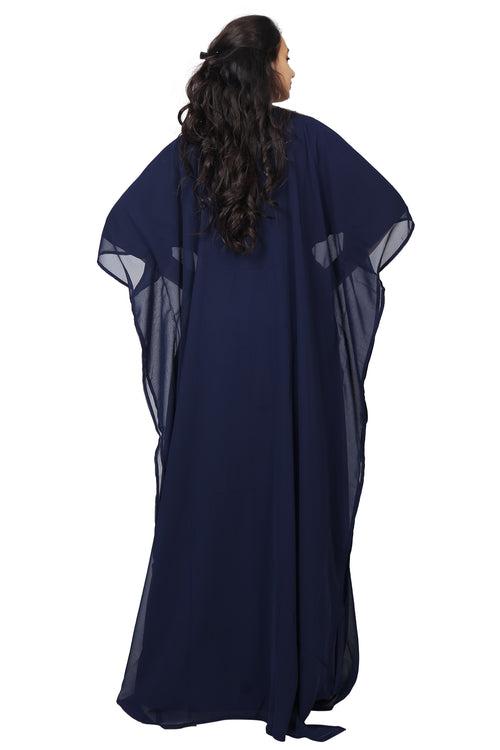 Embroidery Kaftan Handicraft Caftan In Navy Blue by Maxim Creation