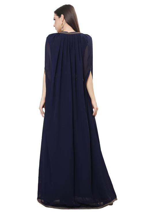 Navy Blue Karakou Algerian Caftan Mermaid Gown