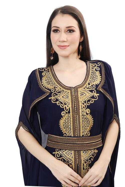 Navy Blue Karakou Algerian Caftan Mermaid Gown