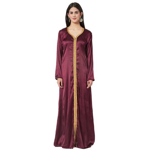 Takchita Caftan Wine Velvet Party Gown Evening Kaftan