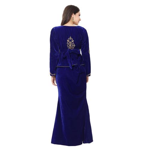 Algerian Traditional Sarwal & Top Embroidered Kaftan in Luxury Velvet