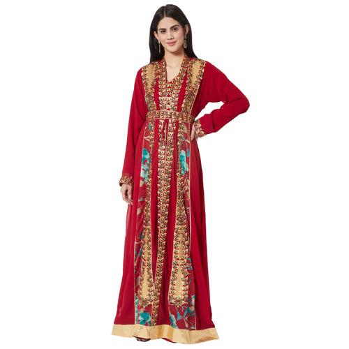 Jellabiya Maxi Dress With Traditional Golden Embroidery Dress