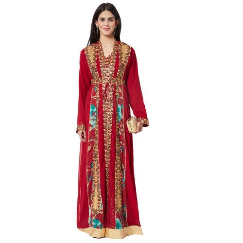 Jellabiya Maxi Dress With Traditional Golden Embroidery Dress