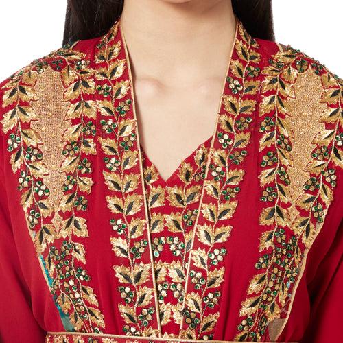 Jellabiya Maxi Dress With Traditional Golden Embroidery Dress