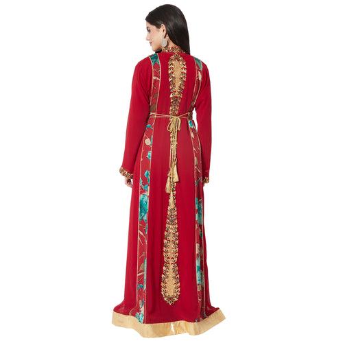 Jellabiya Maxi Dress With Traditional Golden Embroidery Dress