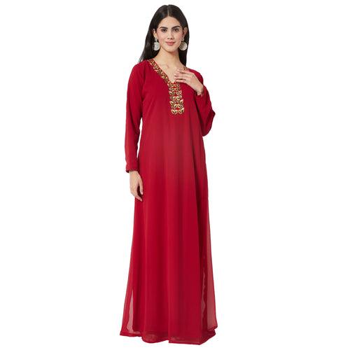 Jellabiya Maxi Dress With Traditional Golden Embroidery Dress