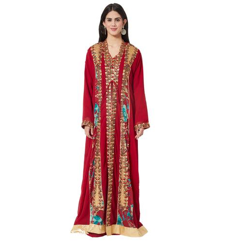 Jellabiya Maxi Dress With Traditional Golden Embroidery Dress