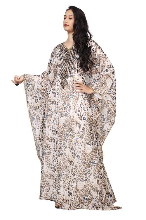 Arabian Farasha Maxi With Leopard Print Georgette Fabric