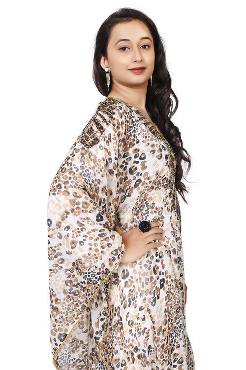 Arabian Farasha Maxi With Leopard Print Georgette Fabric